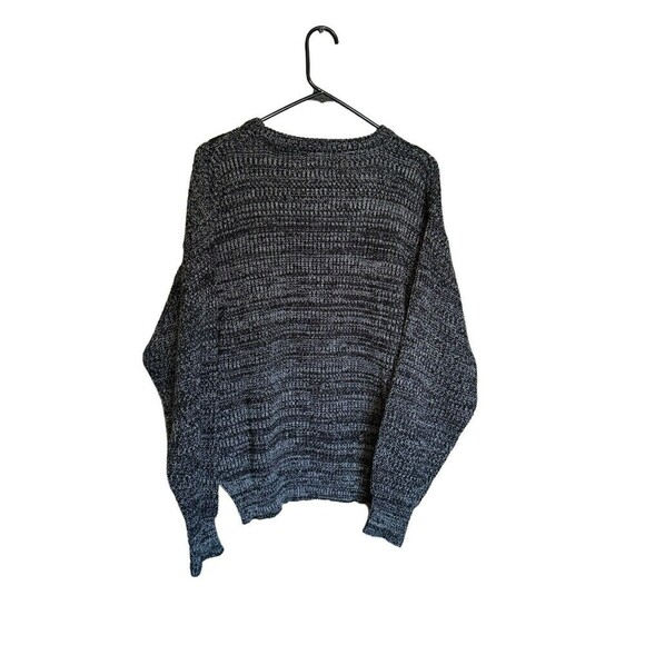 Giani Leone Sweater Men's Size Large Vintage Grey V Leather Trim Knit Grunge - Picture 2 of 7
